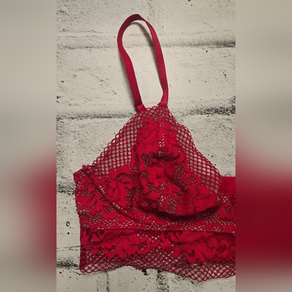 La Senza Red Lace Longline Bralette Underwire Sheer Size M - Picture 2 of 13